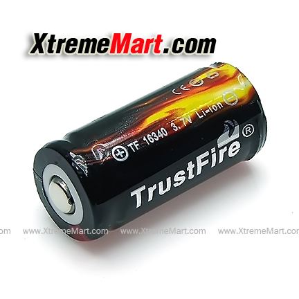 แบตเตอรี่ชาร์จ TrustFire R123A 16340 3.7V 880mAh Li-ion มีวงจรป้องกัน (ราคาต่อก้อน)
