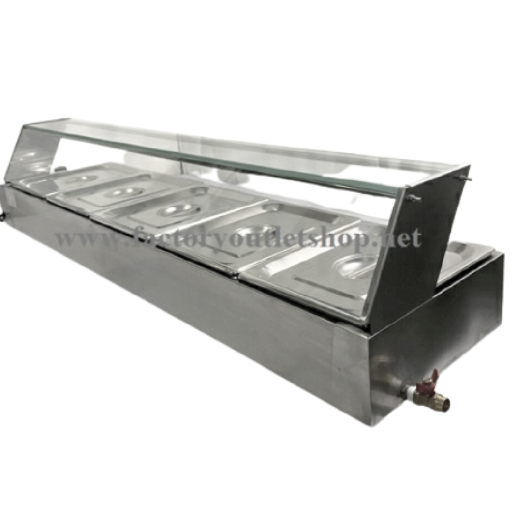เคาเตอร์อุ่นอาหารไฟฟ้า 5 ช่อง ตู้อุ่นข้าวแกง ตู้โชว์อุ่นข้าวแกง Bain Marie