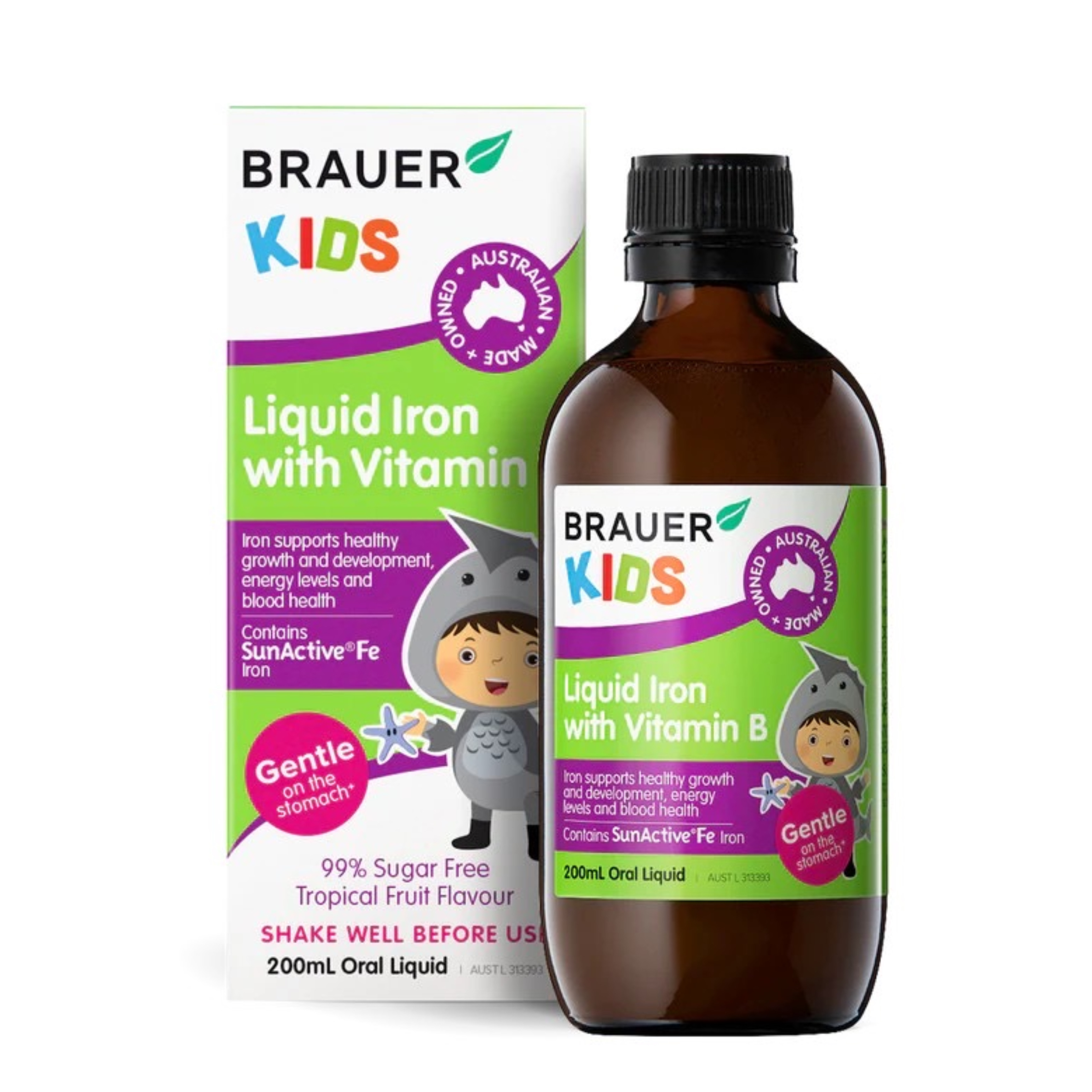 ธาตุเหล็กสำหรับเด็ก BRAUER Kids Liquid Iron with Vitamin B