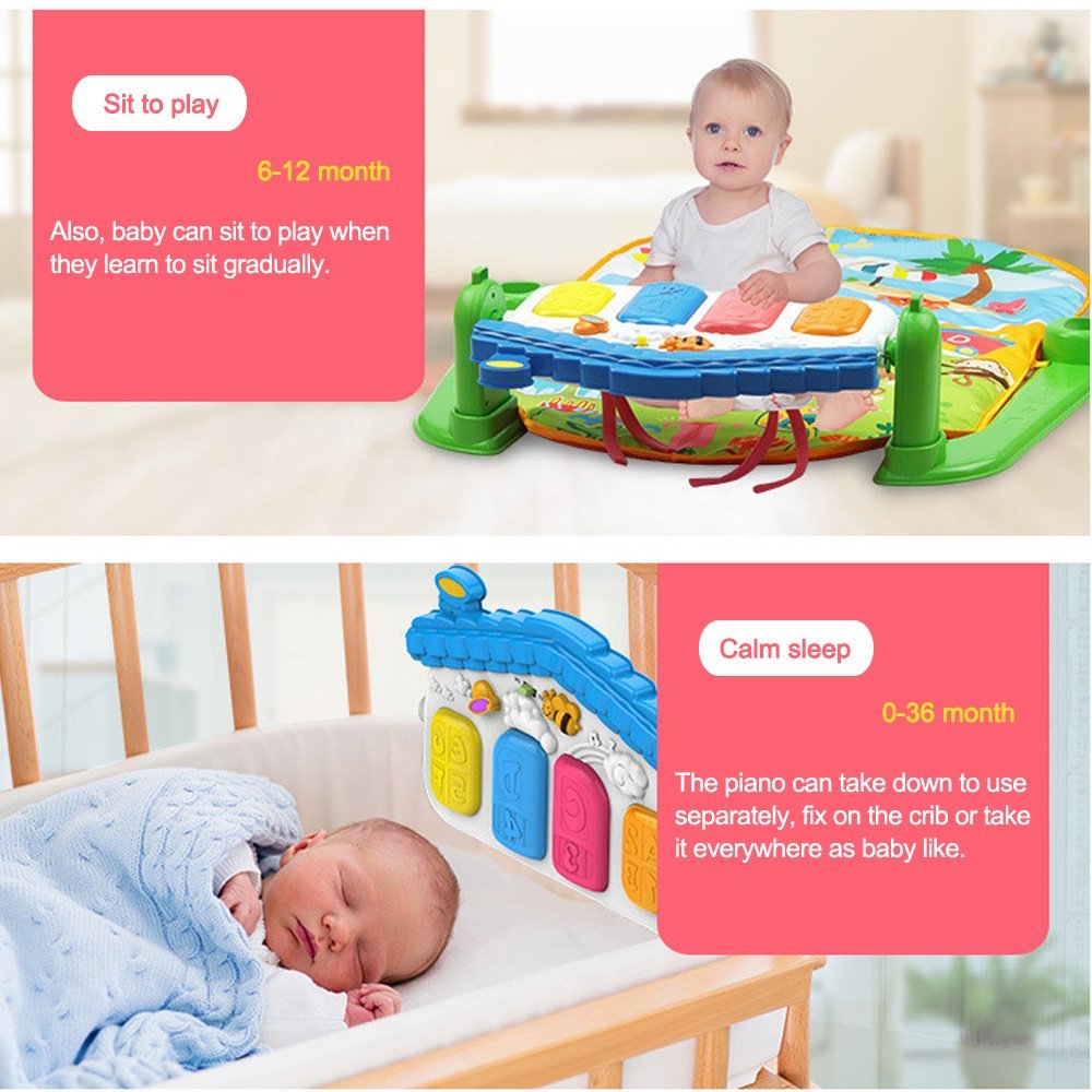 เพลย์ยิมเปียโนเสริมพัฒนาการ Huanger 3-in-1 Piano Play Gym & Activity Play Mat (Pink)