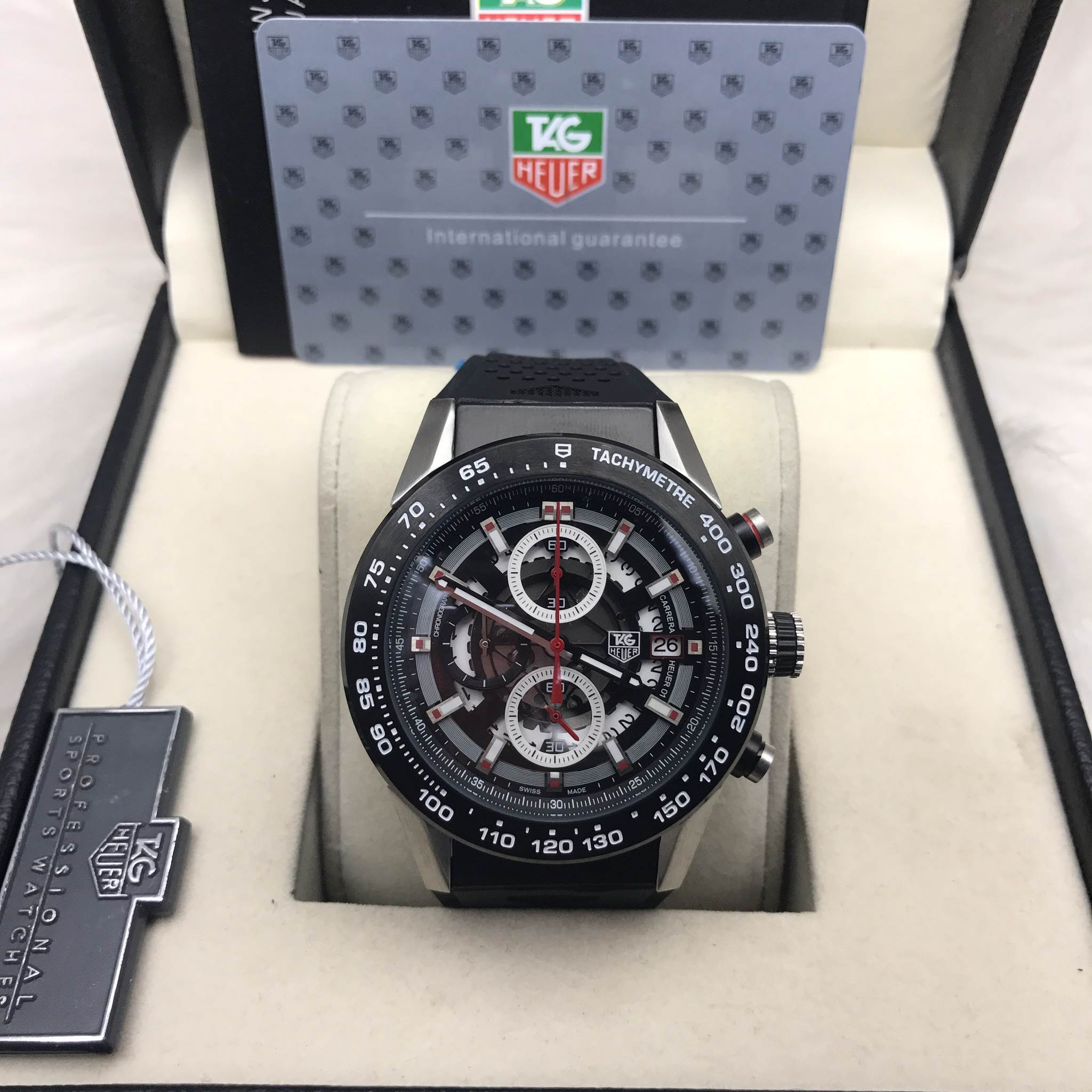 นาฬิกา Tag Heuer Carrera Calibre 01 Qurtaz Chronograph 45 MM.เข็มแดง