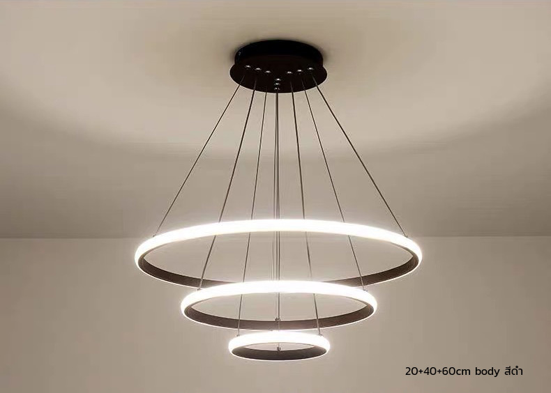 โคมไฟแขวนเพดานทรงวงแหวนกลม LED สไตล์โมเดิร์นปรับเอียงได้ [C-8821]