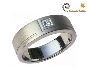 Man Ring แหวนเพชรชาย ทองคำ YG ชุบทองคำขาว พ่นทราย หนัก 17.76 กรัม เพชร 0.20 กะรัต (EVVS)หน้ากว้าง 0.70 มิล