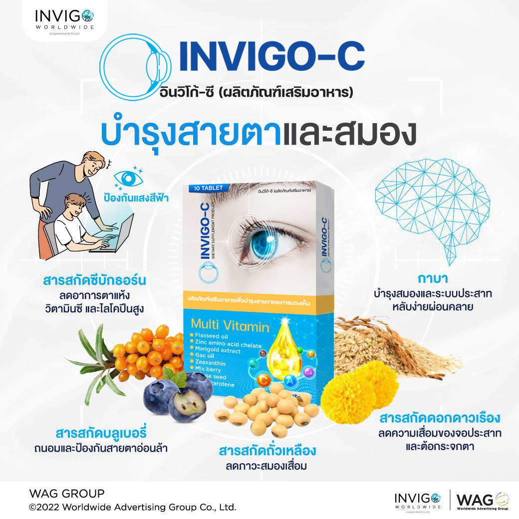 INVIGO-C อินวิโก้-ซี บำรุงสายตา ตาพร่า ตาแห้ง ต้อลม ต้อกระจก