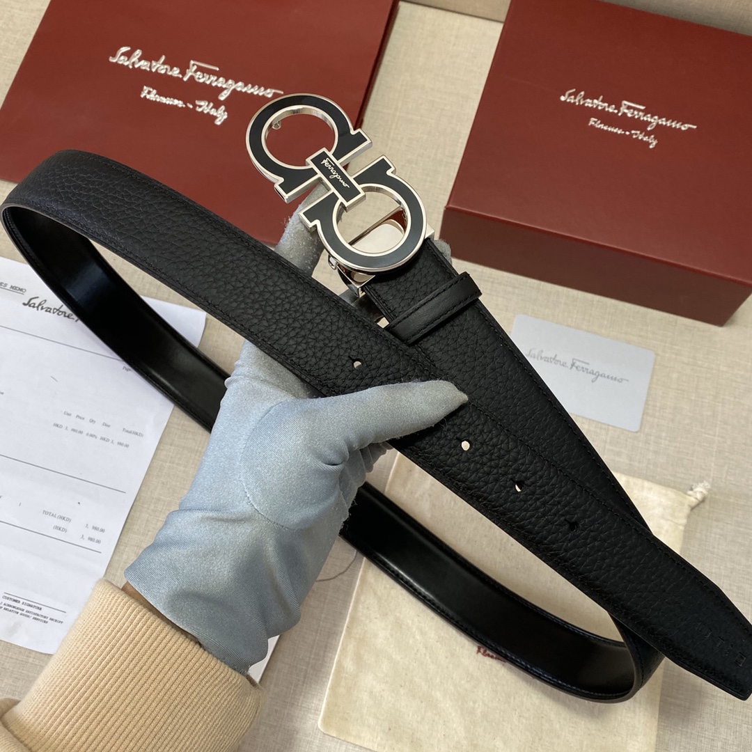 เข็มขัด ferra หัวสีเงินและทอง