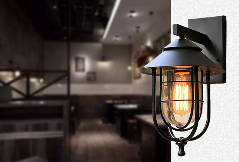 โคมไฟติดผนังภายนอก-ภายในเหล็กดัดสไตล์ European มีครอบแก้ว[WK6042]