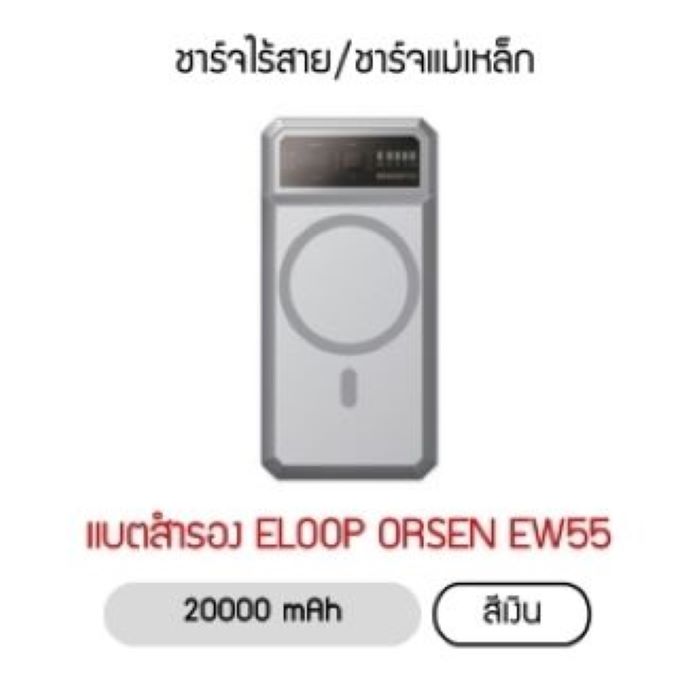 แบตสำรอง Eloop Orsen E53/EW54/EW55 Magnetic 10000, 20000mAh แบตสำรองไร้สาย Wireless Charger