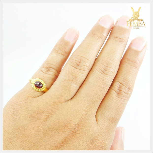 แหวนพลอยโกเมนแท้ ทองแท้90 เพิ่มความมั่นใจ(สามารถสั่งทำได้ค่ะ)