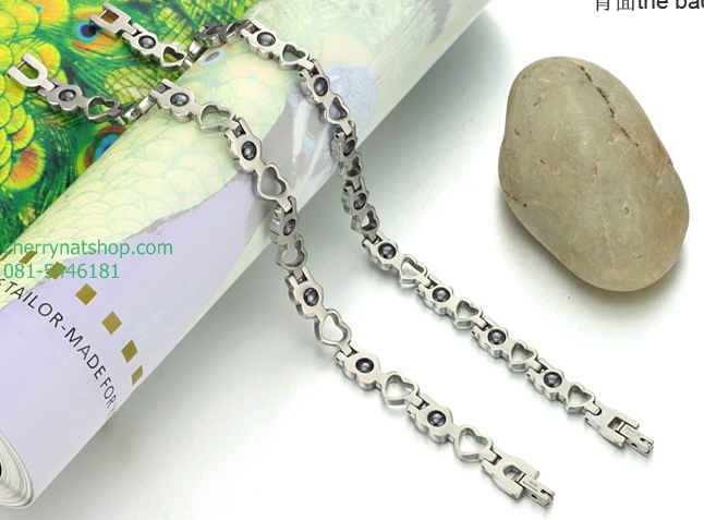 พร้อมส่งสร้อยข้อมือแม่เหล็กเพื่อสุขภาพ, สร้อยไทเทเนียมเจอรเมเนียม ,สร้อยประจุลบ รุ่นG