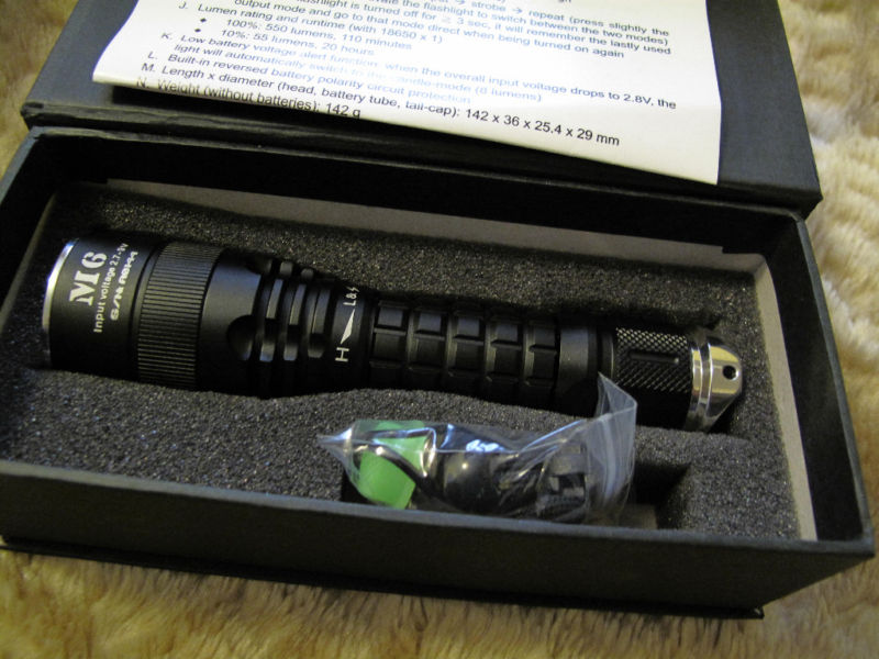 ไฟฉาย Solarforce M6 CREE XM-L (T6) high power output LED Flashlight