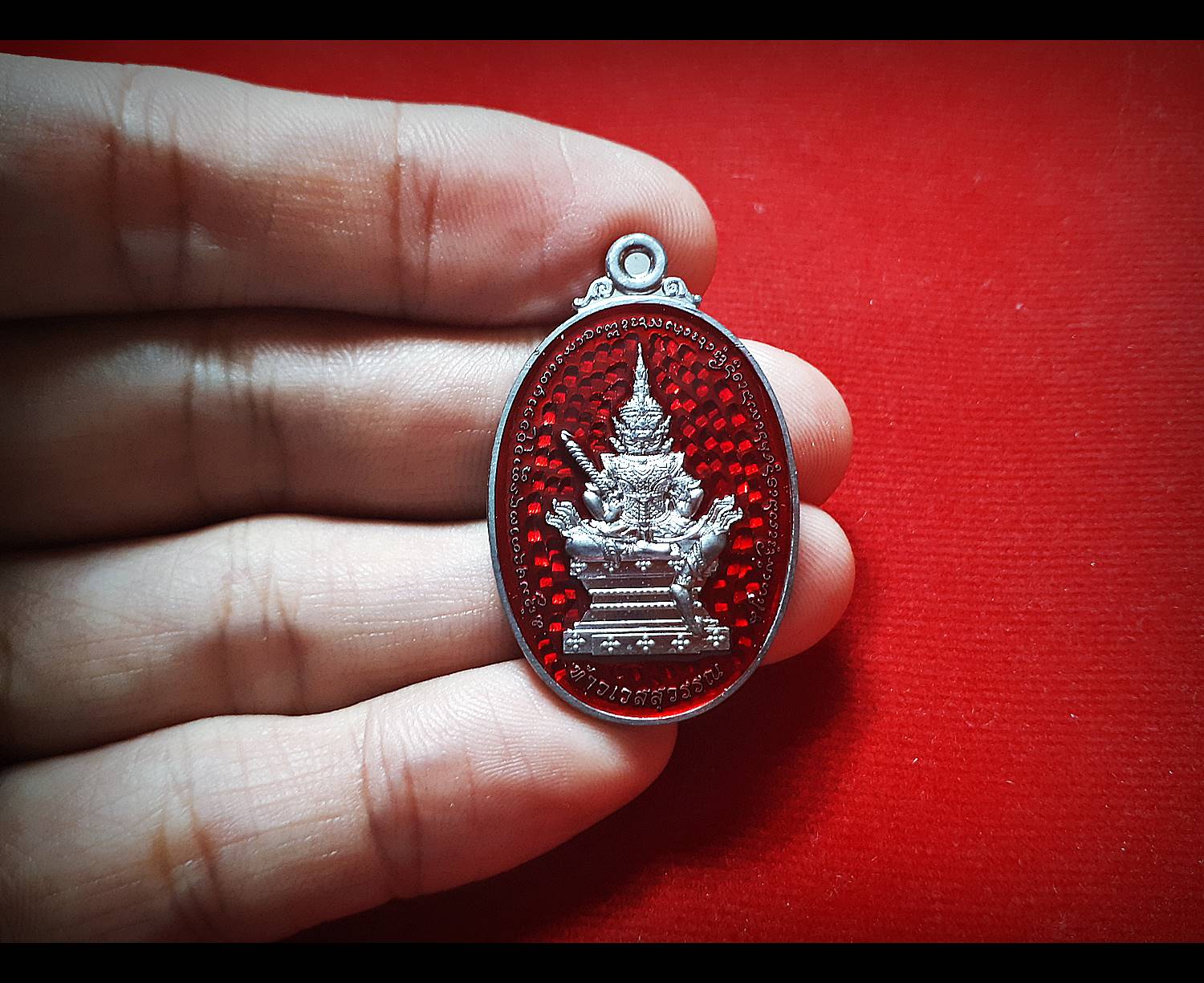 เหรียญ ท้าวเวสสุวรรณ หลัง ยันต์ท้าวมหาราช(จตุโลกบาล)ทั้งสี่ เนื้อตะกั่วลงยาสีแดง ปี2562 (ตะกั่วรับพลังงานได้ดีรองจากทองคำ) #รับประกันแท้ - ครูบากฤษดา วัดสันพระเจ้าแดง(วัดป่ายาง) จ.ลำพูน