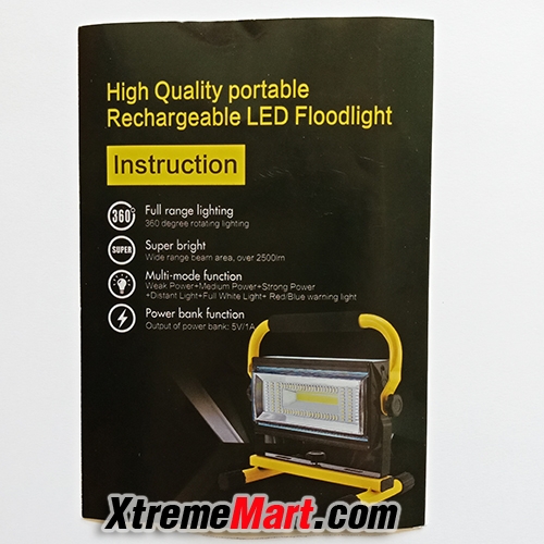 ไฟฉายสปอร์ตไลท์ 30W COB LED Floodlight Outdoor 2700 LM รุ่น WJ001-2 โคมและแกนหมุนได้ พร้อม Power Bank ในตัว