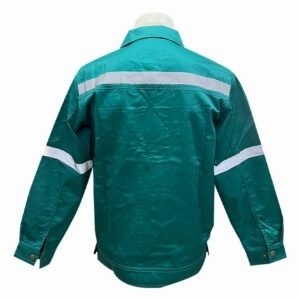 เสื้อช็อปแขนยาวสีพื้นเขียวติดสะท้อนแสง
