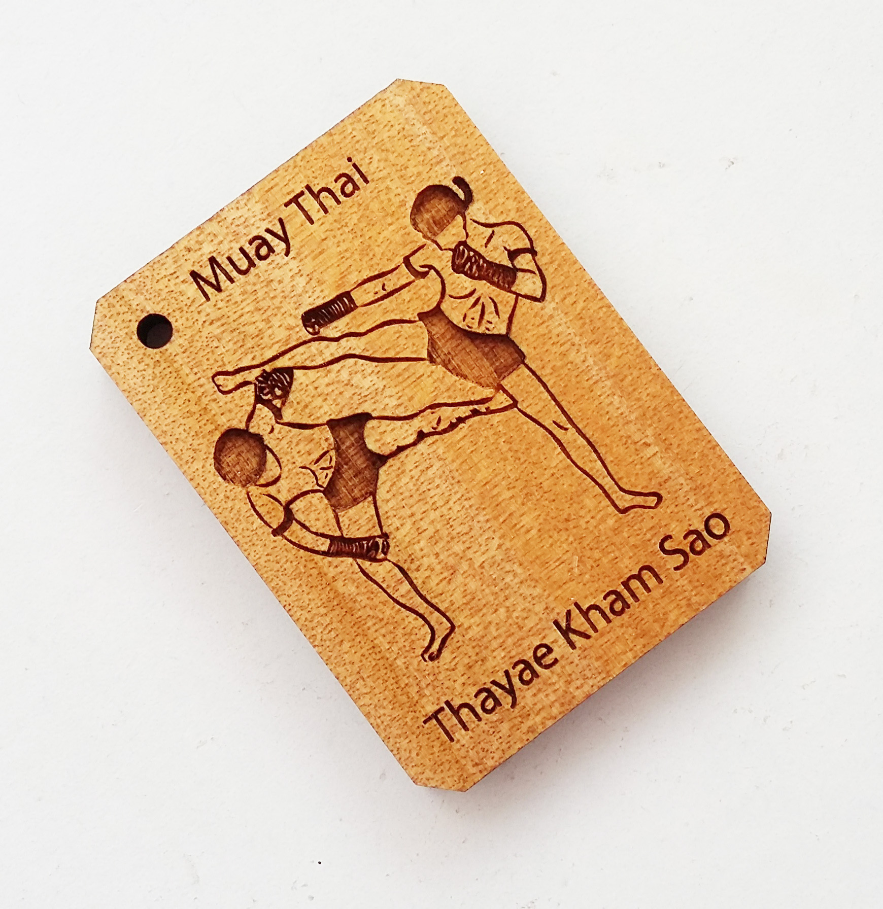 พวงกุญแจไม้แกะสลัก แม่ไม้มวยไทย-ทะแยค้ำเสา