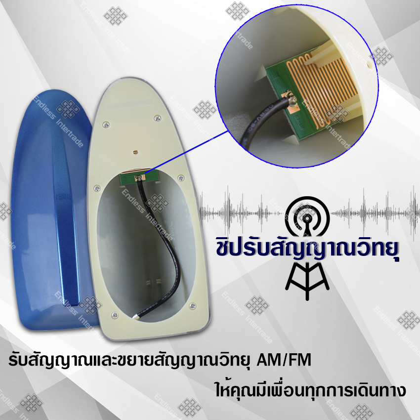 Elit เสาอากาศวิทยุครีบฉลาม มีตัวรับสัญญาณ เพิ่มสัญญาณวิทยุ สำหรับรถยนต์ ใส่ได้ทุกรุ่น ทรงเดียวกับ BMW , Benz รุ่น Car Antenna Fin Blue