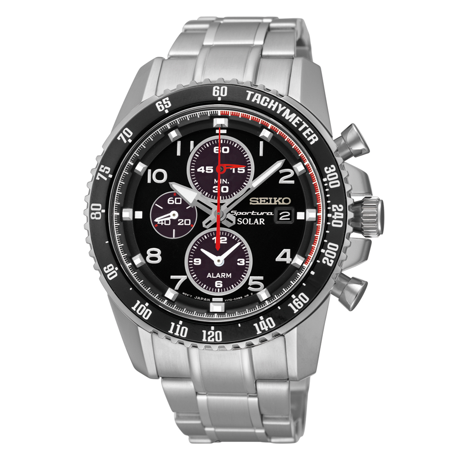 Seiko Men's Solar Chronograph Stainless Steel Bracelet Watch 41mm SSC271