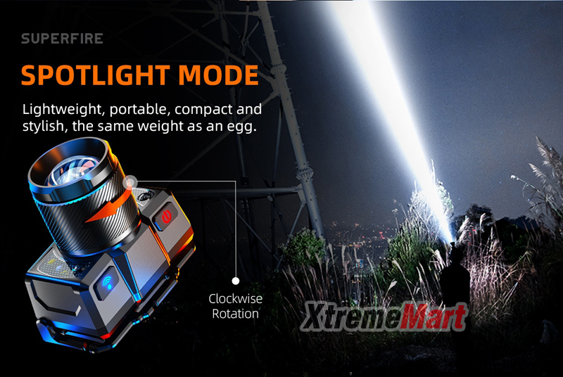ไฟฉายคาดหัว Superfire HL25 แสงขาว + ไฟข้างสีแดง พร้อมระบบ Sensor มือโบกเปิด-ปิด (ชุดละ)