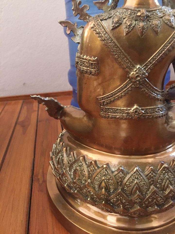 รูปหล่อ พระพุทธรูป ปางพระจักรพรรดิ เนื้อโลหะทองเหลือง ขัดเงา 2กษัตริย์ (หล่อใหม่ ขายปลีก ขายส่ง หน้าตัก 9นิ้ว)