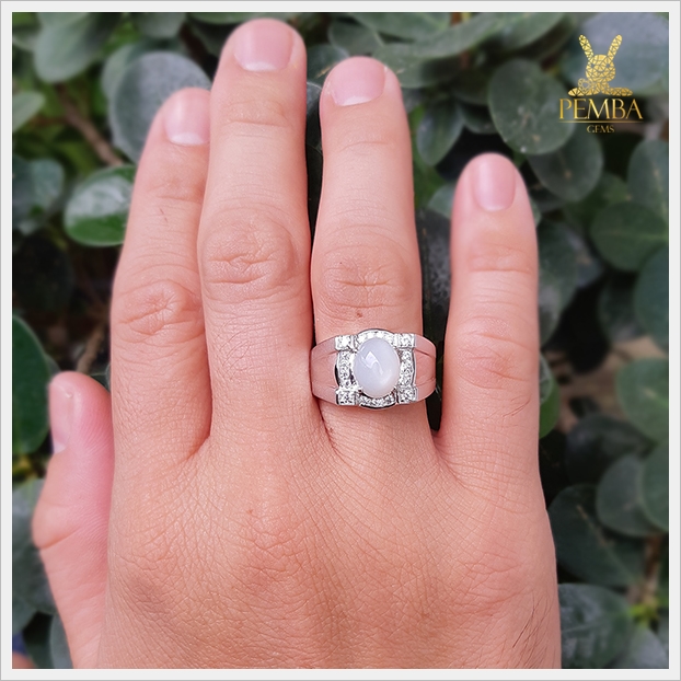 แหวนมุกดาหารแท้ เงินแท้925 ชุบทองคำขาว ใส่เพิ่มความมั่นใจ