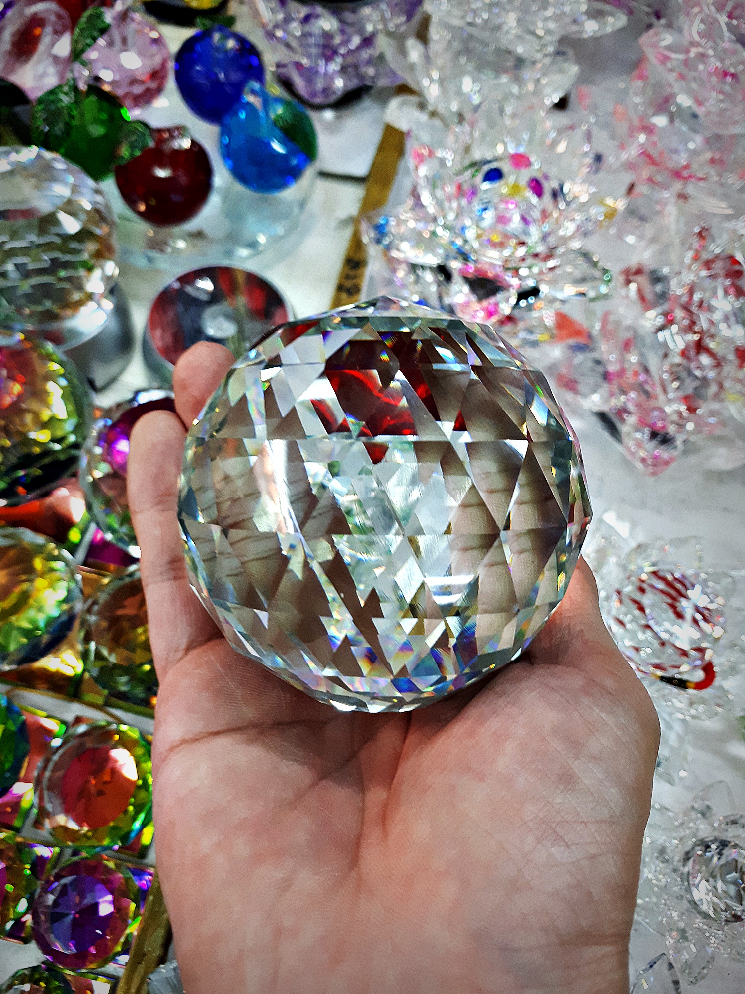 ลูกแก้ว คริสตรัล เหลี่ยม ปรับฮวงจุ้ย สะท้อนแสง (ขนาด 20/15/13/8/6/5/4/3 ซม )