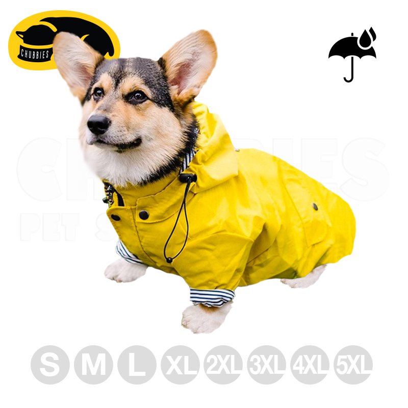 C173 เสื้อกันฝนสุนัข Georgie Yellow Raincoat กันเลอะ ใส่ง่าย กันฝนได้ดี เสื้อกันฝนสัตว์เลี้ยง เท่