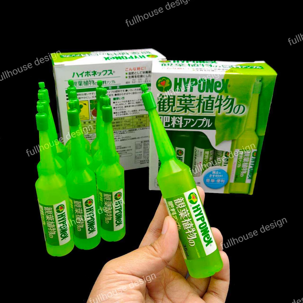 ไฮโพเนกซ์ แอมเพิล (HYPONEX) ล็อตใหม่ ปุ๋ยปัก ลงกระถาง เพียงบิดแล้วปัก ไม้ก็งาม สีเขียว ขนาด 35 ml. 10หลอด/กล่อง เร่งดอก
