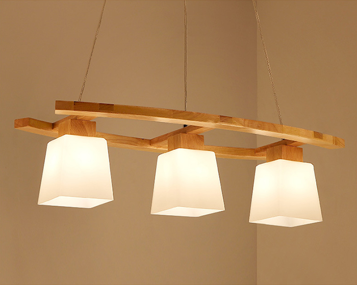 โคมไฟแขวนเพดาน 3 ดวง สไตล์ไม้โมเดิร์น [V136]