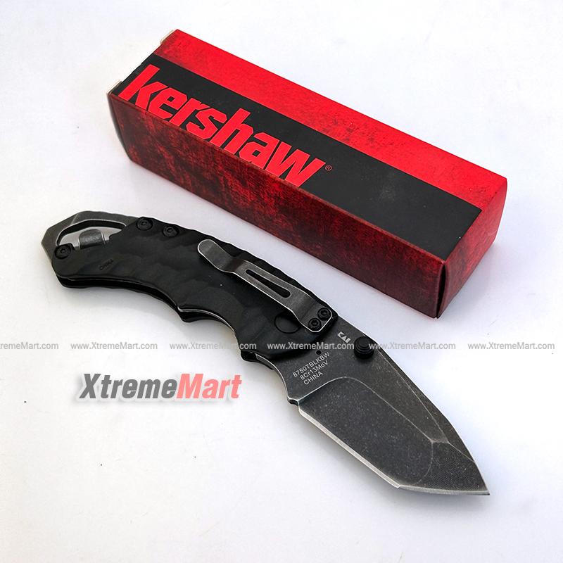 มีดพับ Kershaw 8750TOLBW Tanto Liner Lock Knife (สีดำ) พร้อมคลิปหนีบกระเป๋า