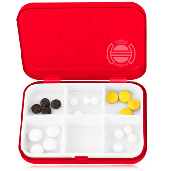 ตลับยา แบบ 6 ช่อง มีเครื่องหมายกาชาดหน้ากล่อง Cross Style Medicine Pill Boxill Box