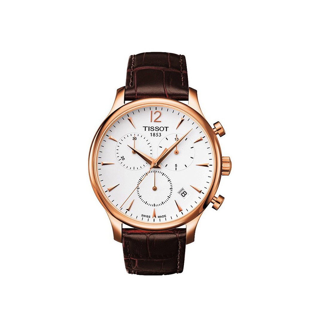 Tissot Men's T063.617.36.037.00 Brown Leather Swiss Quartz Watch with Beige Dial