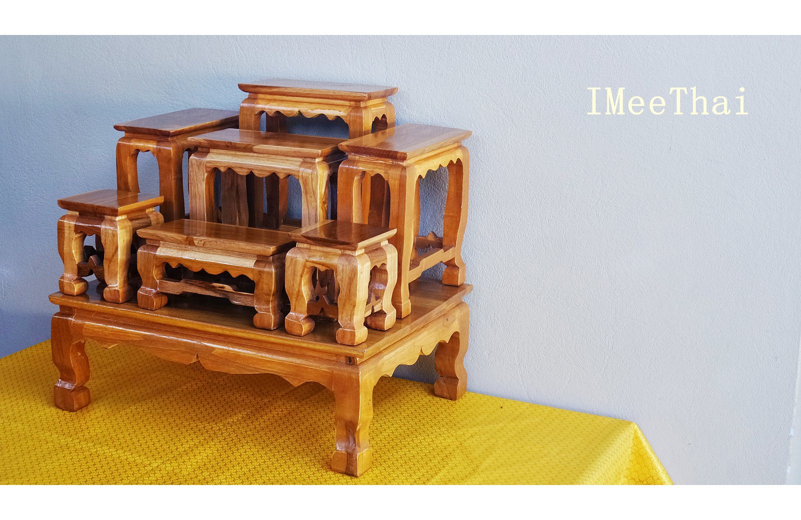 โต๊ะหมู่บูชา หมู่ 7 หน้า 4 (หน้า4x8) ไม้สักทอง