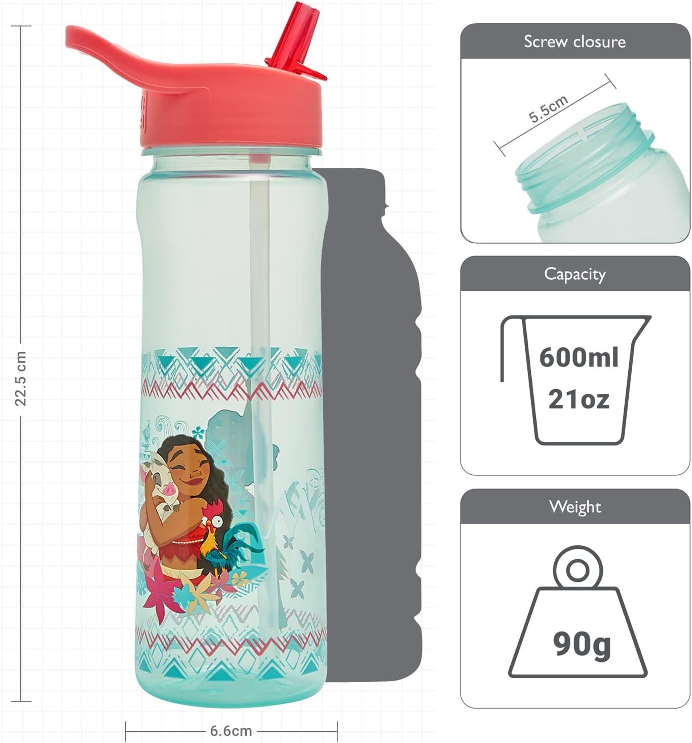 กระติกน้ำแบบหลอดดื่มสำหรับเด็ก DNC Disney Moana Sport Bottle 600ml