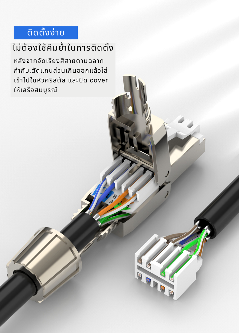 หัวแลน RJ45 Shielded (ไม่ใช้คีมย้ำ,ใช้ซ้ำได้)สำหรับงานวิศวกรรมและทั่วไป LX-C6A01
