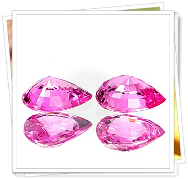 PINK SAPPHIRE รูปหยดน้ำคู่เหมือน น้ำหนักรวม 2.52 กะรัต ขนาด 6x8 มิล สีเบอร์ 1 สีชมพูหวานสวย ไฟดี เนื้อสะอาดมองตาเปล่าไม่มีตำหนิ สะอาดเกือบ 100%