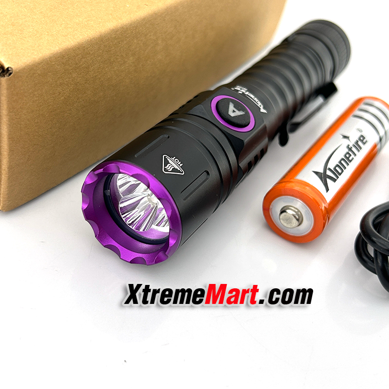 ชุดเซตไฟฉาย UV Alonefire SV103 15W 3หลอด 395nm เเสงสีม่วง ไฟฉายBlack Light พร้อมแบตเตอรี่ และสายชาร์จ USB Type C