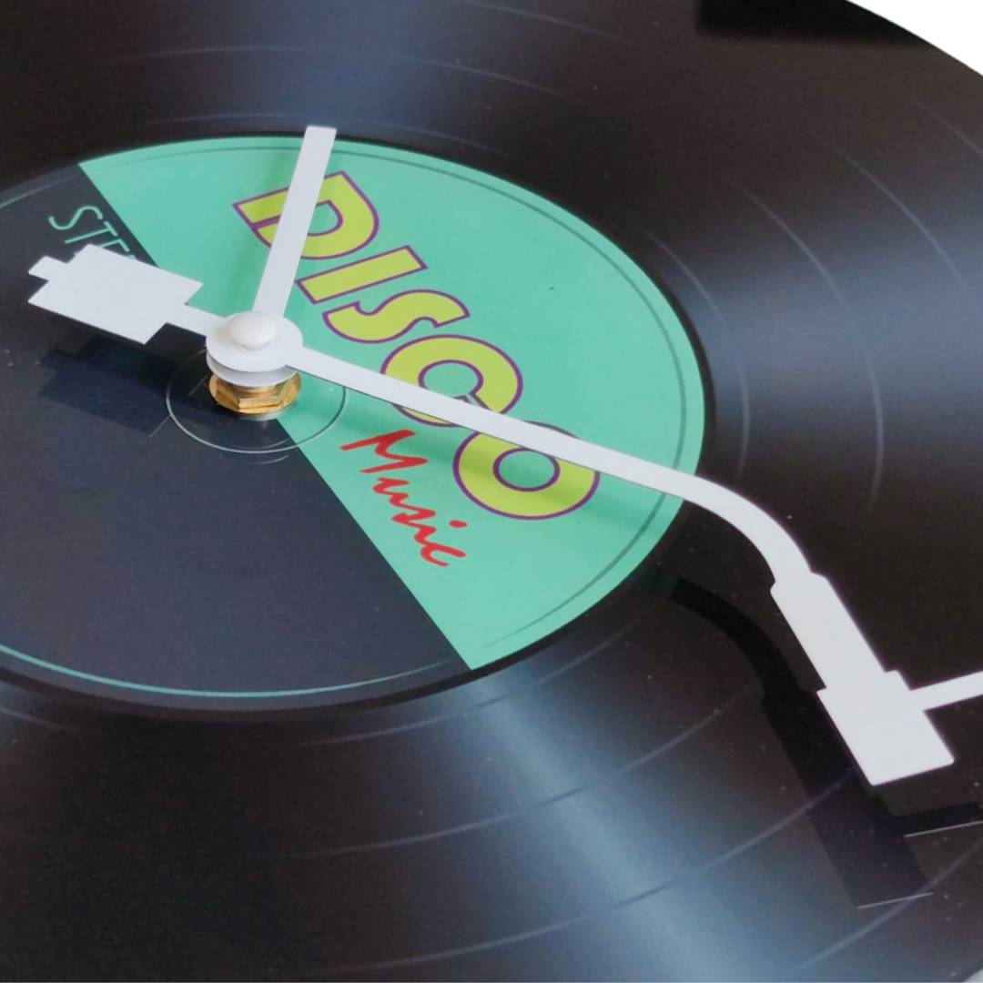 นาฬกาแขวนติดผนังแต่งบ้านทรงแผ่นเสียงสไตล์เรโทรหน้าปัด11นิ้ว