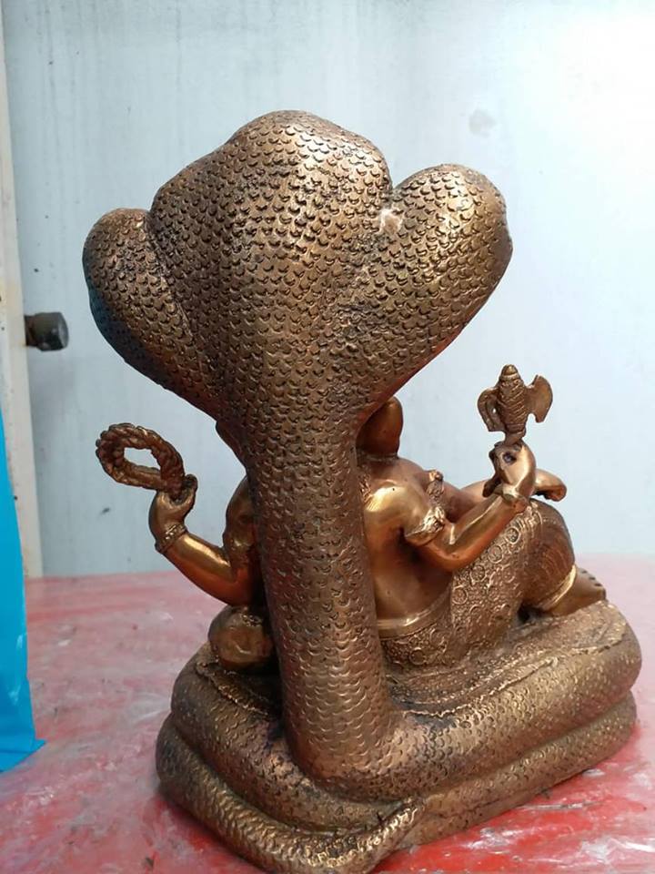 รูปหล่อ พระพิฆเนศ ปางบรรทม เนื้อโลหะทองเหลือง