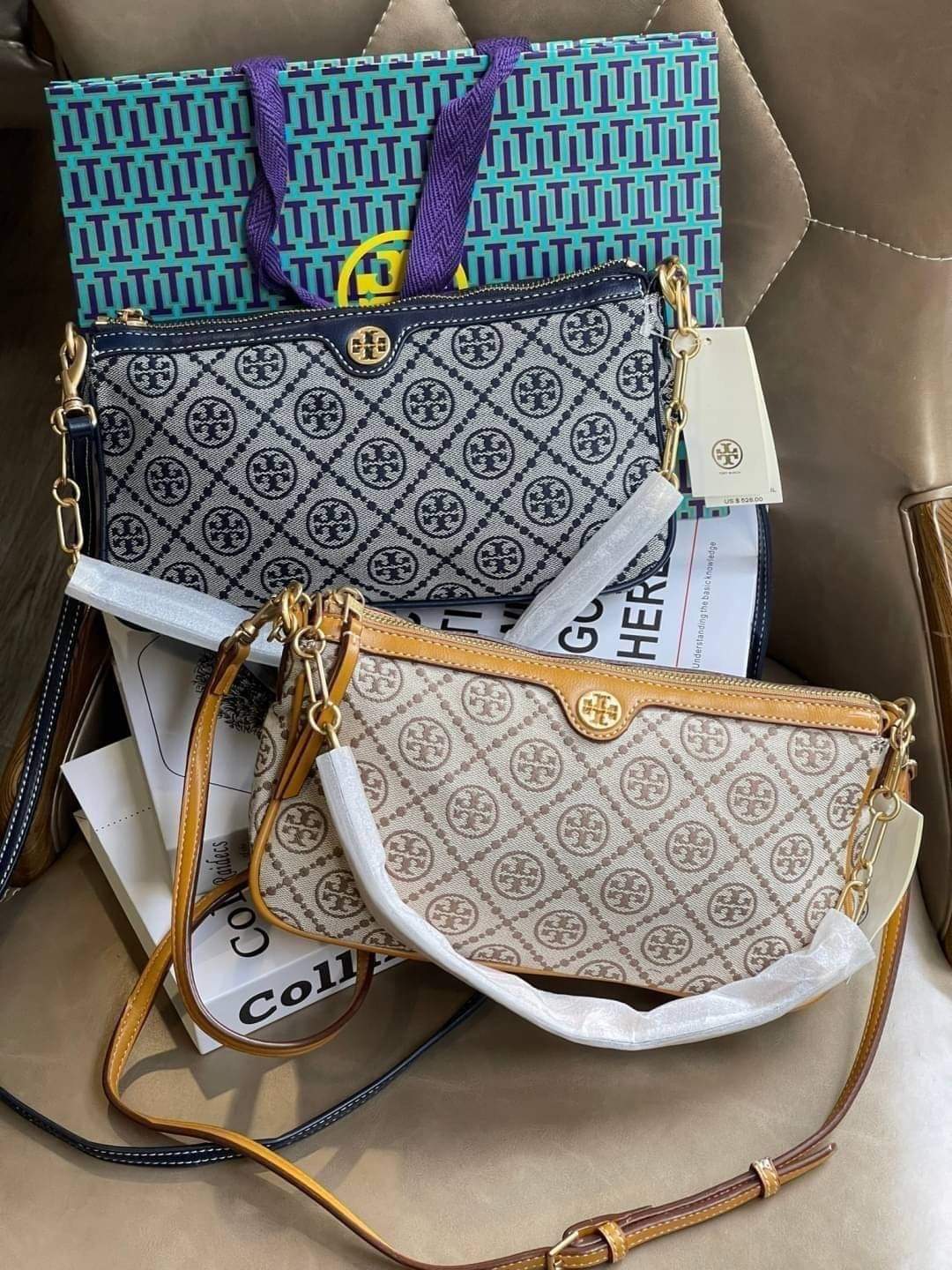 TORY BURCH T MONOGRAM JACQUARD SHOULDER BAG (แอดไลน์ก่อนสั่งซื้อ)