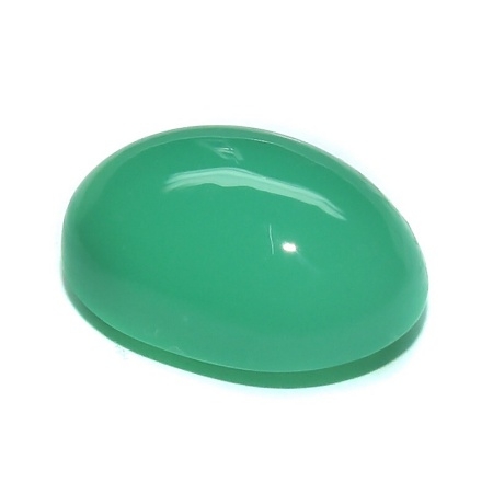 Chrysoprase คริสโซเพลส รูปไข่หลังเบี้ย หนัก 16.59 กะรัตสีเขียวสวย สีโทนหวาน สีคล้ายหยก หรือ เรียกอีกอย่างว่า หยกออสเตรเลีย รูปร่างสวย ความโค้งนูนสวย