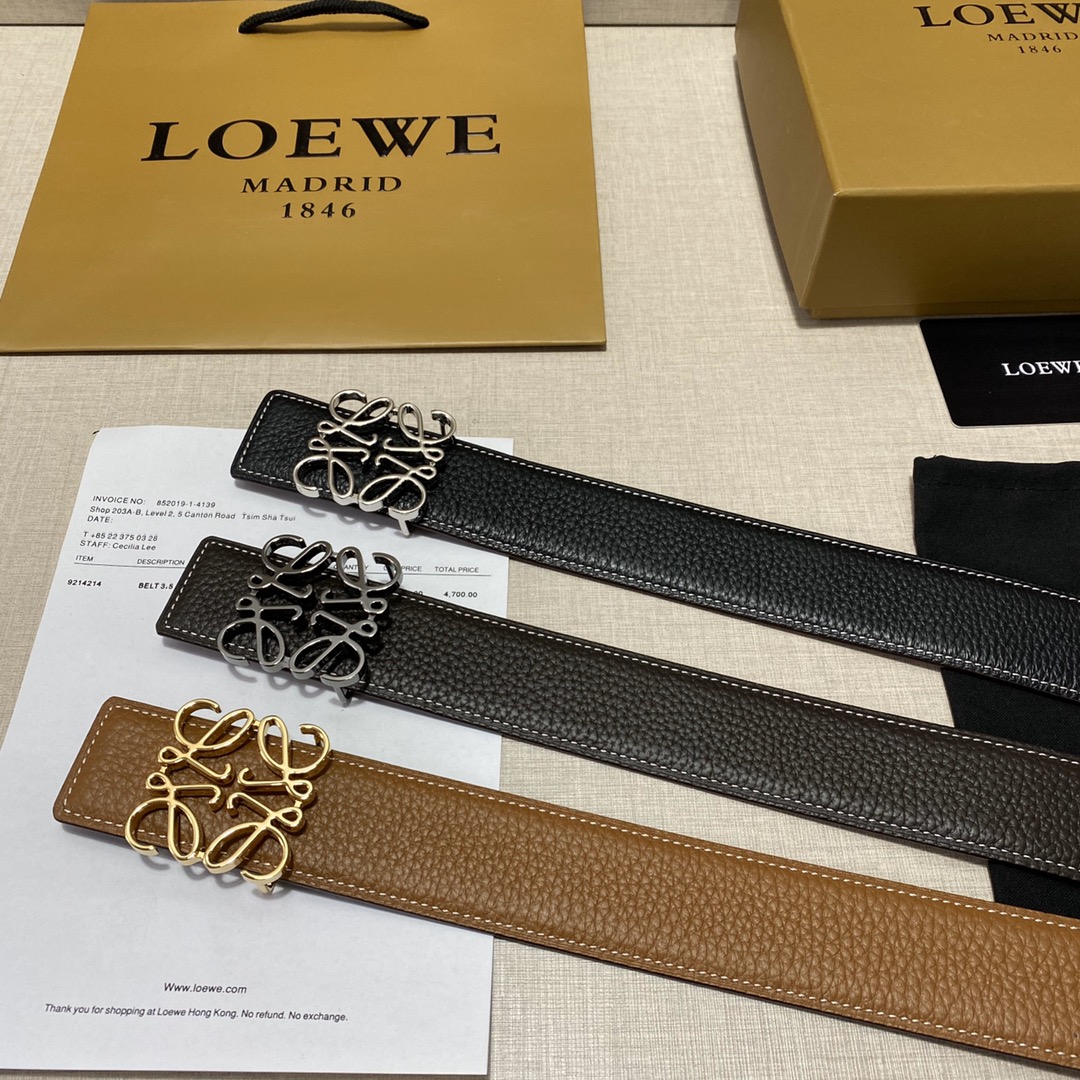 เข็มขัด loe สีดำ น้ำตาล น้ำตาลเข้ม