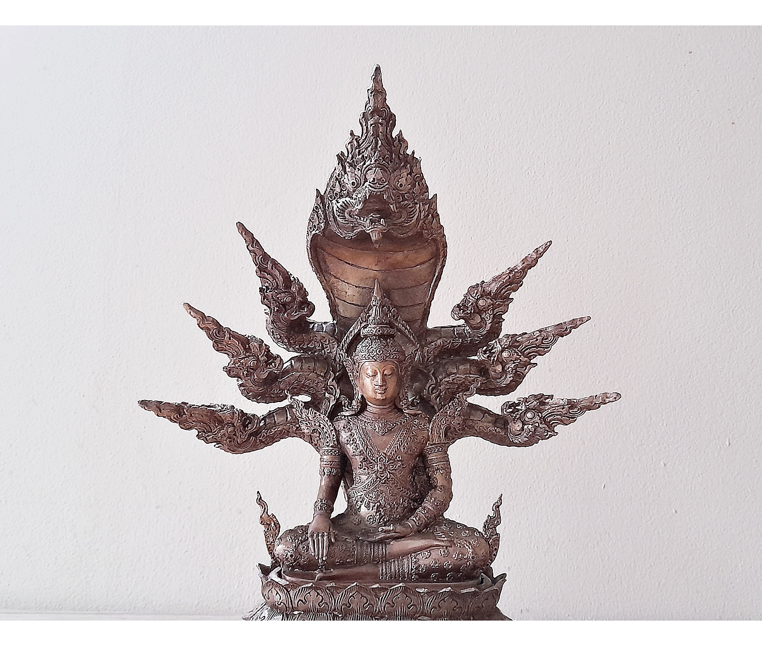 รูปหล่อ พระพุทธรูป สมเด็จองค์ปฐม ทรงเครื่องจักพรรดิ์ ปางพระนาคปรก (พระพุทธวิโมกข์มุนี หน้าตัก 5นิ้ว) ปี2560 #รับประกันแท้ - หลวงพ่อหนุน วัดพุทธโมกข์