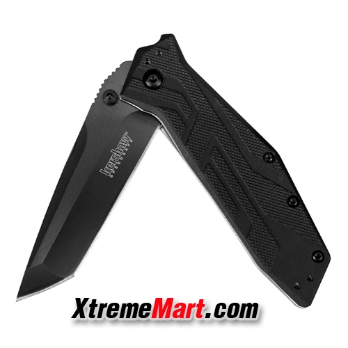 มีดพับ Kershaw 1990 Stainless Steel Survival Folding Knife (ใบดำ ด้ามดำ)