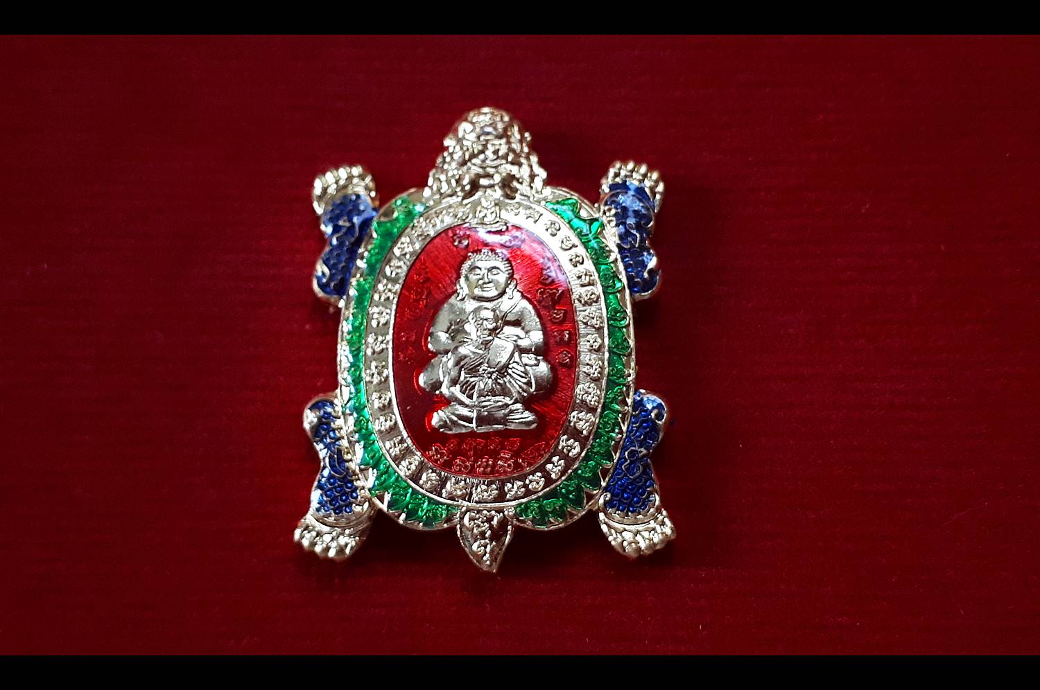 เหรียญหลวงปู่หลิว วัดไร่แตงทอง พระสังกัจจายน์ พิมพ์เต่ามังกร จ.นครปฐม เนื้อกระไหล่ทองลงยาแดง ปี2562