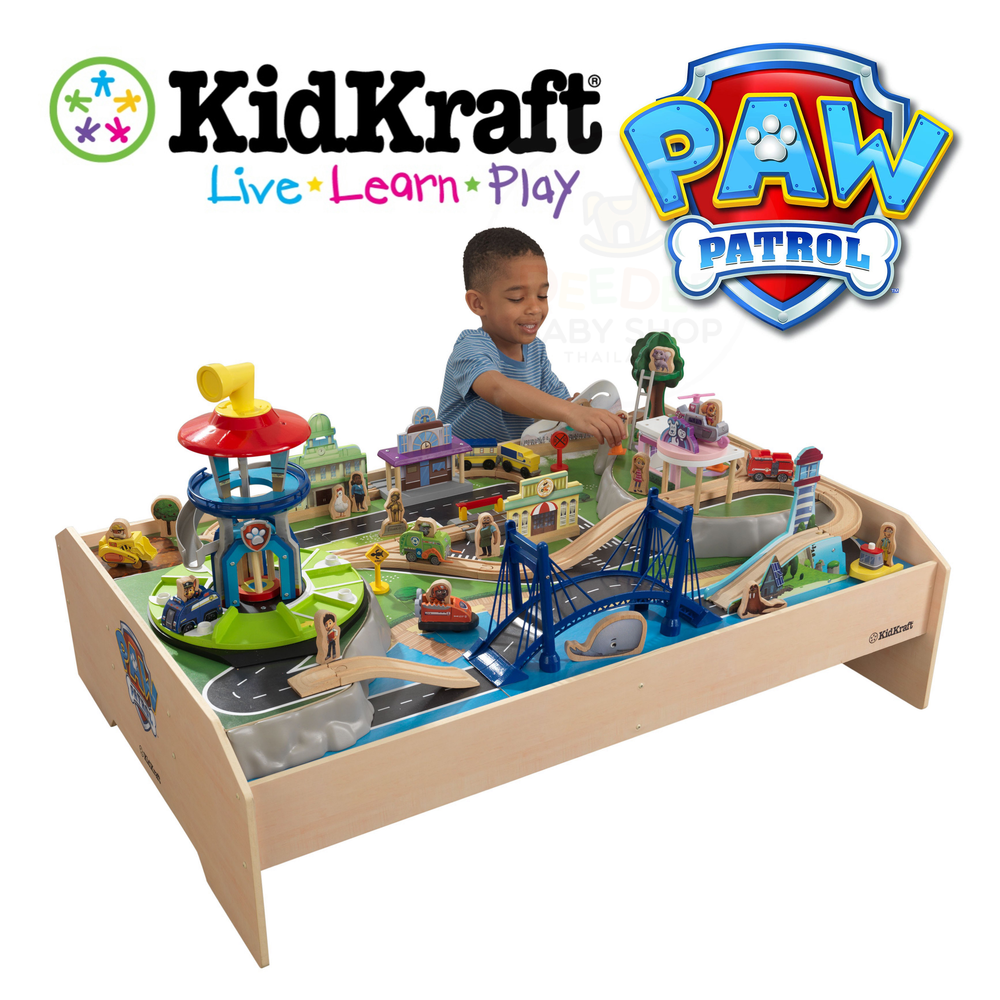 โต๊ะกิจกรรมพร้อมชุดรถไฟ KidKraft Paw Patrol Adventure Bay Play Table