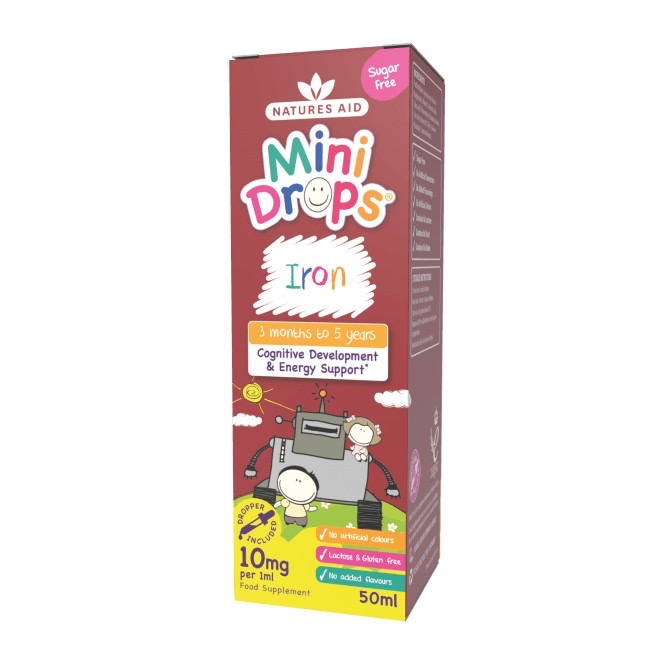 วิตามินเสริมธาตุเหล็กสำหรับเด็ก Natures Aid Mini Drops Iron