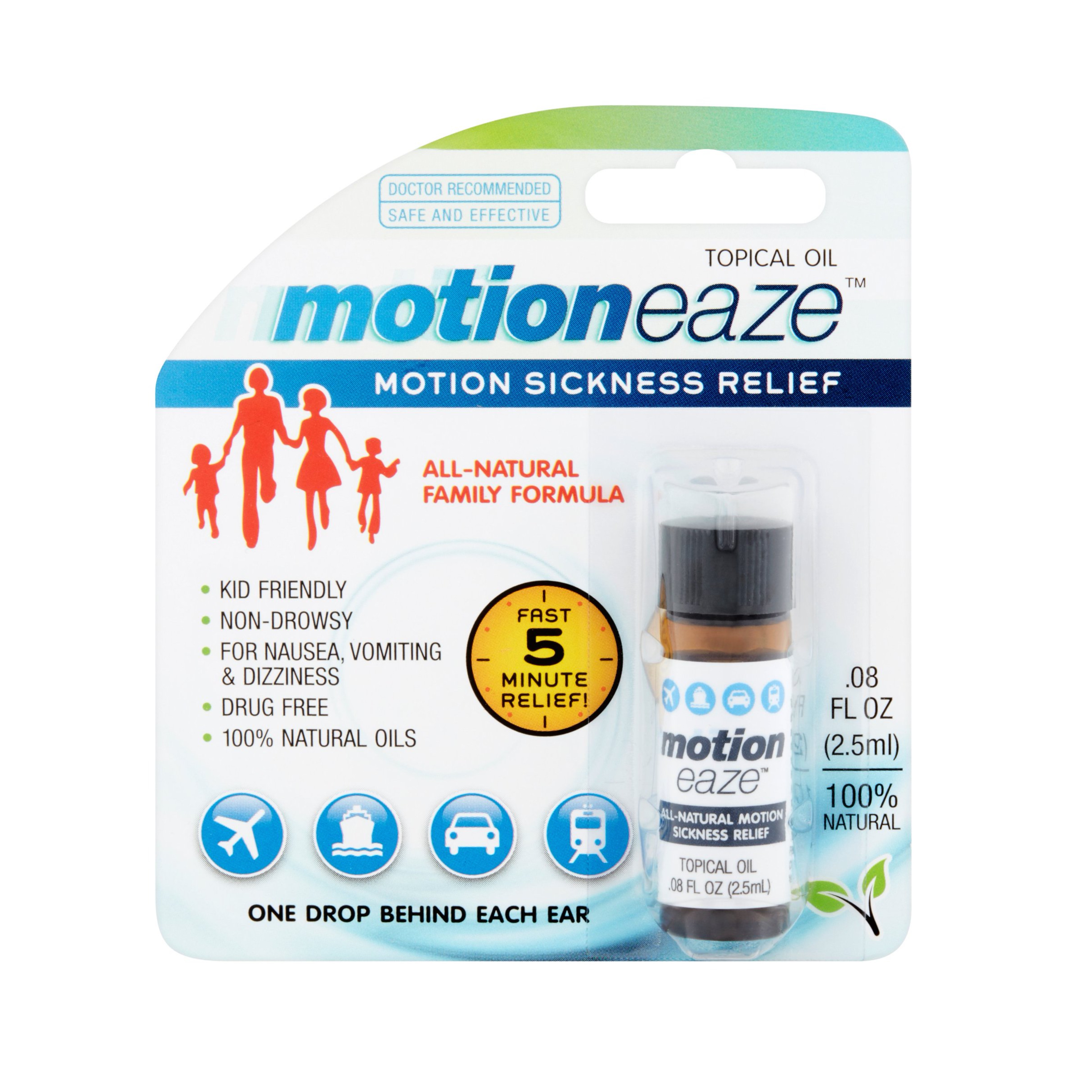 น้ำมันธรรมชาติบรรเทาอาการวิงเวียนจากการเดินทาง Motioneaze Motion Sickness Relief Topical Oil