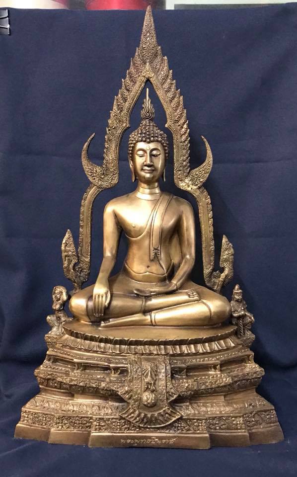 รูปหล่อ พระพุทธชินราช ปี๒๕๐๐ (หน้าตัก9นิ้ว สูงร23นิ้ว) พิธีมหาพุทธาภิเษก เนื้อทองเหลือง ถอดซุ้มเรือนแก้วได้