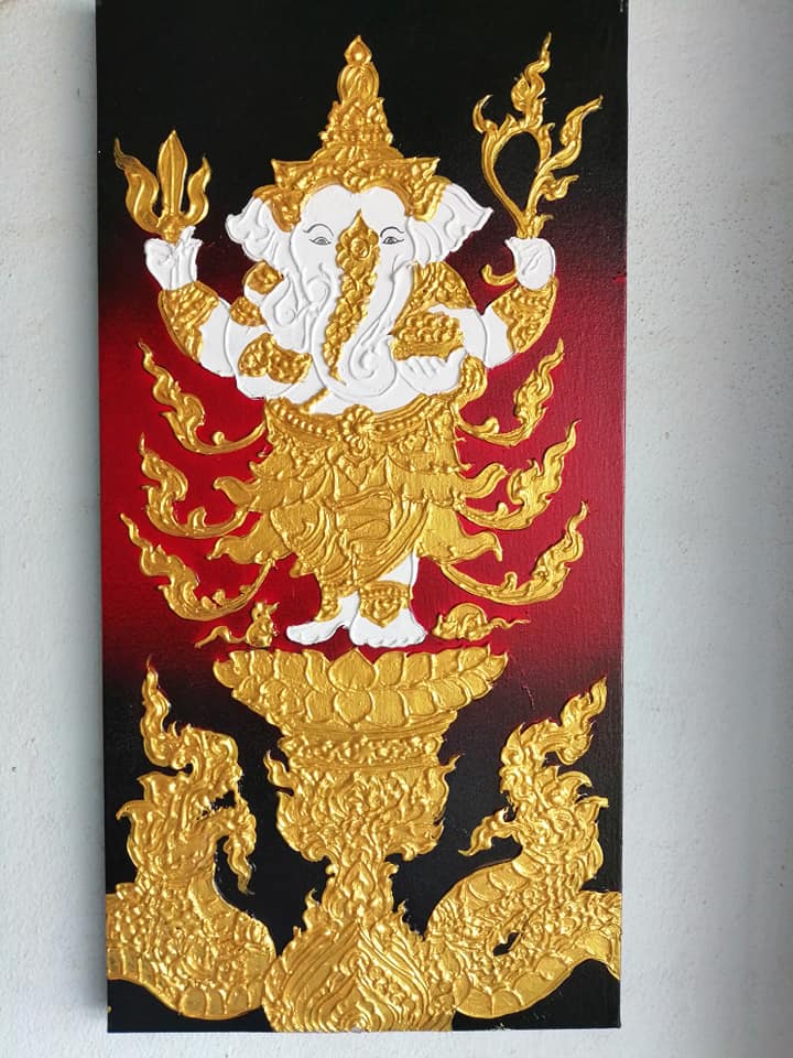 ภาพวาด สีน้ำมัน พระพิฆเนศ (ขนาด70ซม.x35ซม.)