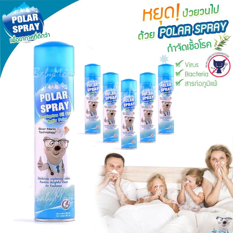 สเปรย์ปรับอากาศพร้อมกำจัดเชื้อโรค Palar Spray Eucalyptus Oil Plus Activ Polar