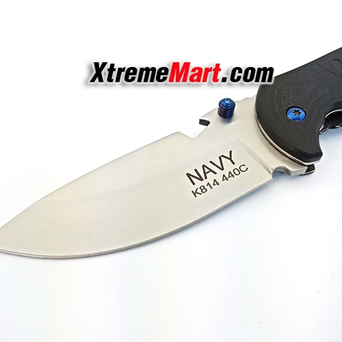 มีดพับ NAVY รุ่น K814 Stainless Steel Folding Knife-Frame Lock ด้ามจับ 2 สไตล์ G10&Stonewash (สีดำ)